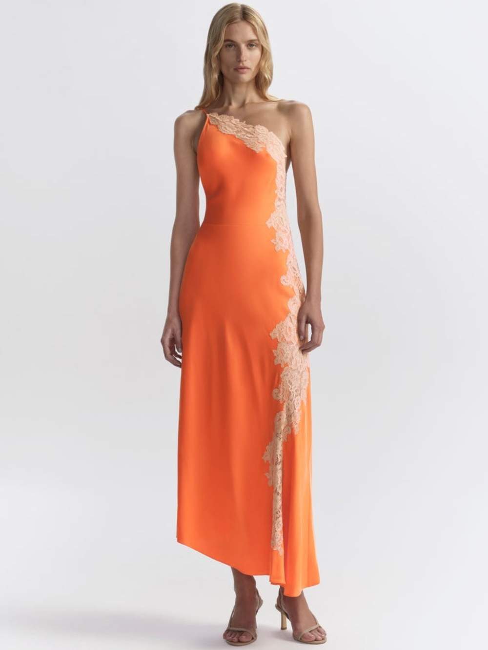 A.L.C. Lou Satin And Lace Midi Dress 0